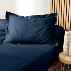 DOUCEUR D'INTERIEUR Taie d'oreiller rectangulaire coton bio (50 x 70 cm) Biolina Bleu nuit New