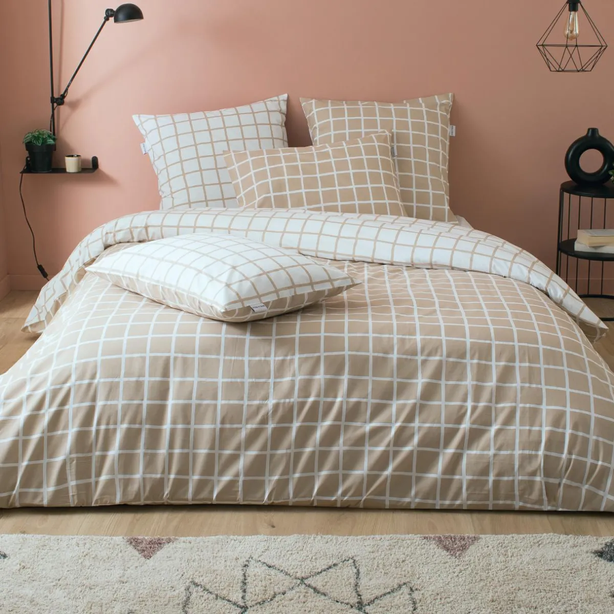 TRADILINGE Taie d'oreiller rectangulaire percale de coton (50 x 70 cm) Max Beige Discount