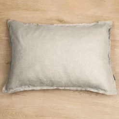 EMINZA Taie d'oreiller rectangulaire lin lavé (50 x 80 cm) Louise Beige Discount
