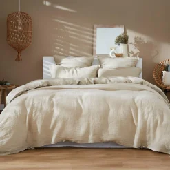 EMINZA Taie d'oreiller rectangulaire lin lavé (50 x 80 cm) Louise Beige Discount