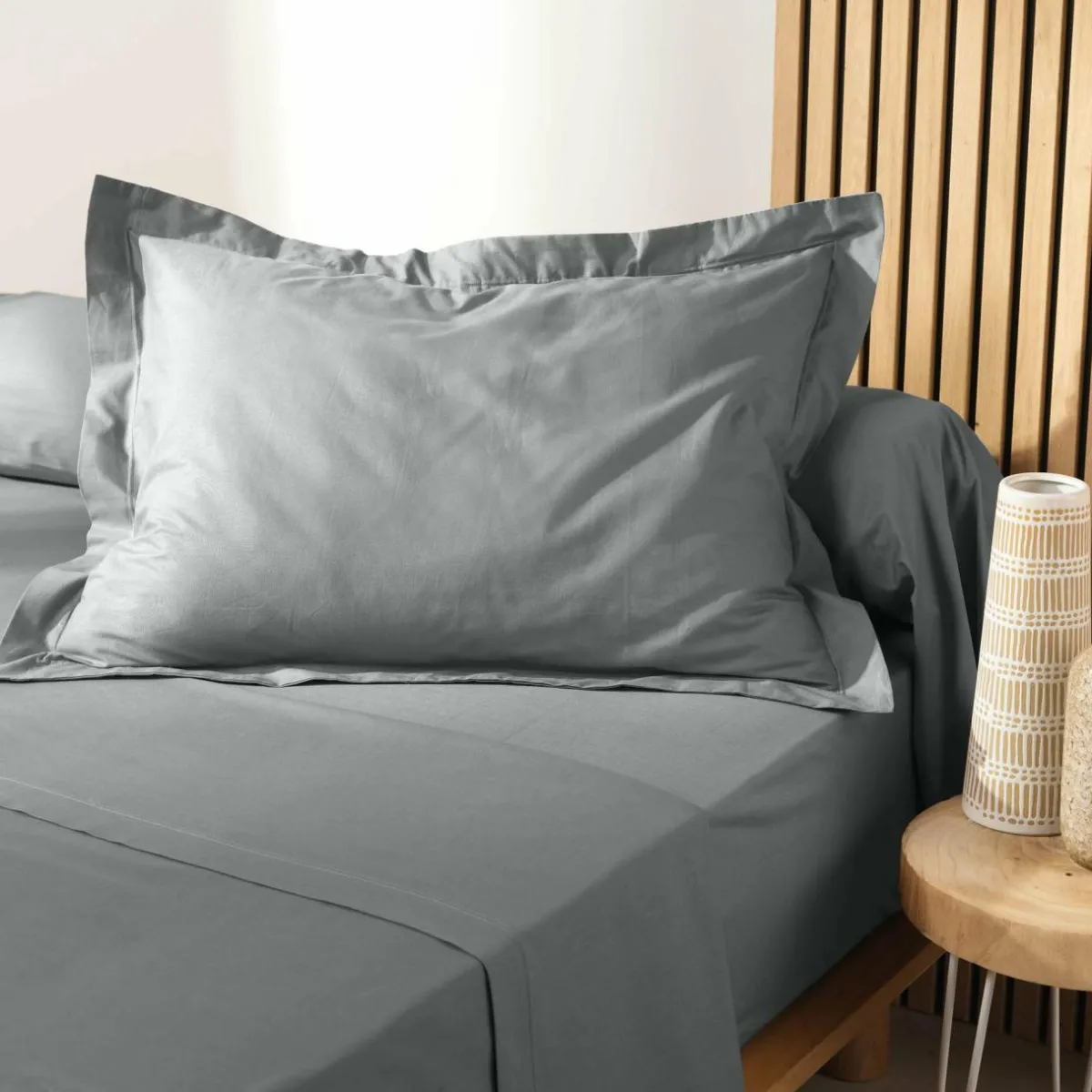 DOUCEUR D'INTERIEUR Taie d'oreiller rectangulaire coton bio (50 x 70 cm) Biolina Gris Hot