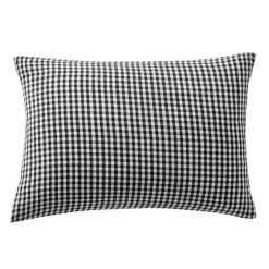 EMINZA Taie d'oreiller rectangulaire gaze de coton (50 x 70 cm) Gaïa vichy e Noir