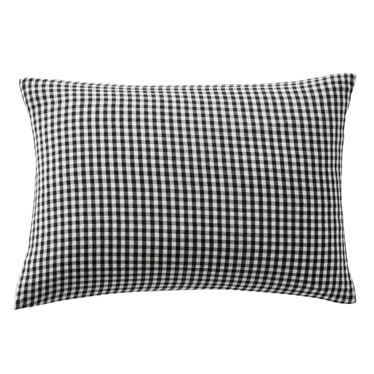 EMINZA Taie d'oreiller rectangulaire gaze de coton (50 x 70 cm) Gaïa vichy e Noir