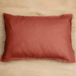 EMINZA Taie d'oreiller rectangulaire lin lavé (50 x 80 cm) Louise Terracotta Outlet