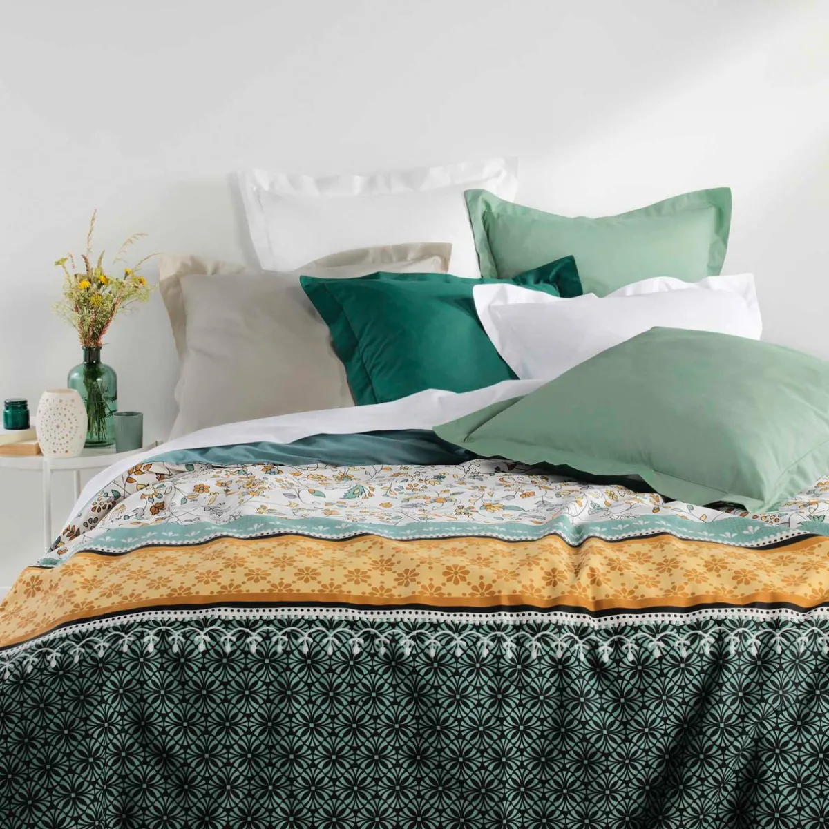 DOUCEUR D'INTERIEUR Taie d'oreiller rectangulaire coton bio (50 x 70 cm) Biolina Vert émeraude Best