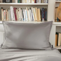 EMINZA Taie d'oreiller rectangulaire percale de coton (50 x 70 cm) Cali Gris clair Outlet