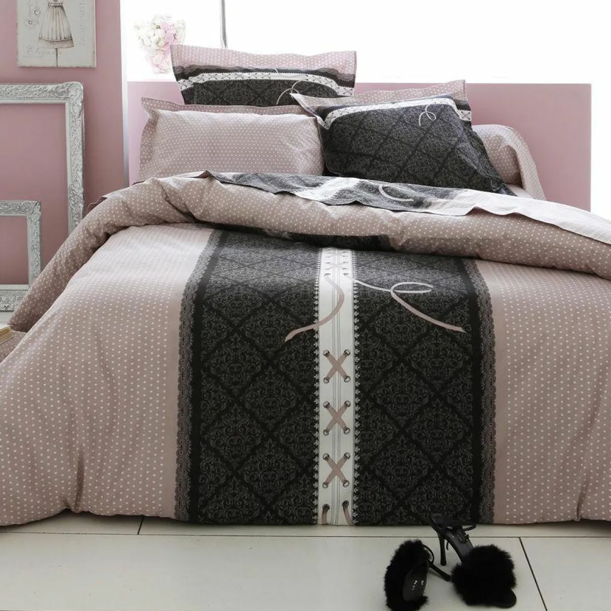 TRADI LINGE Taie d'oreiller rectangulaire coton Glamour Rose Sale