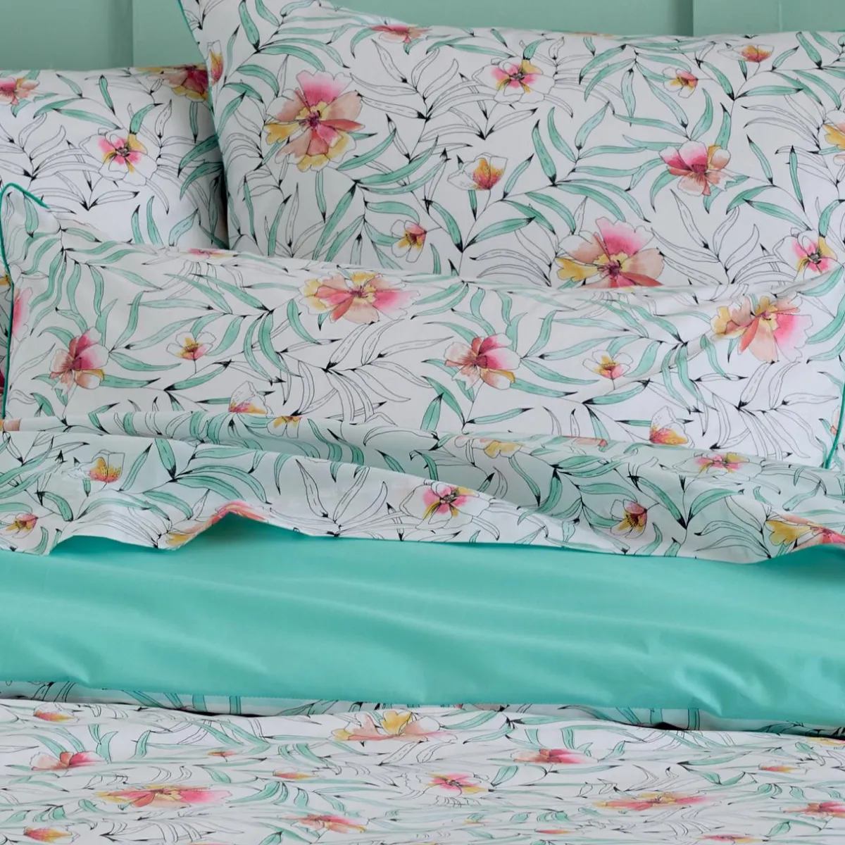 TRADI LINGE Taie d'oreiller rectangulaire percale de coton (50 x 70 cm) Roxane Multicolore Online