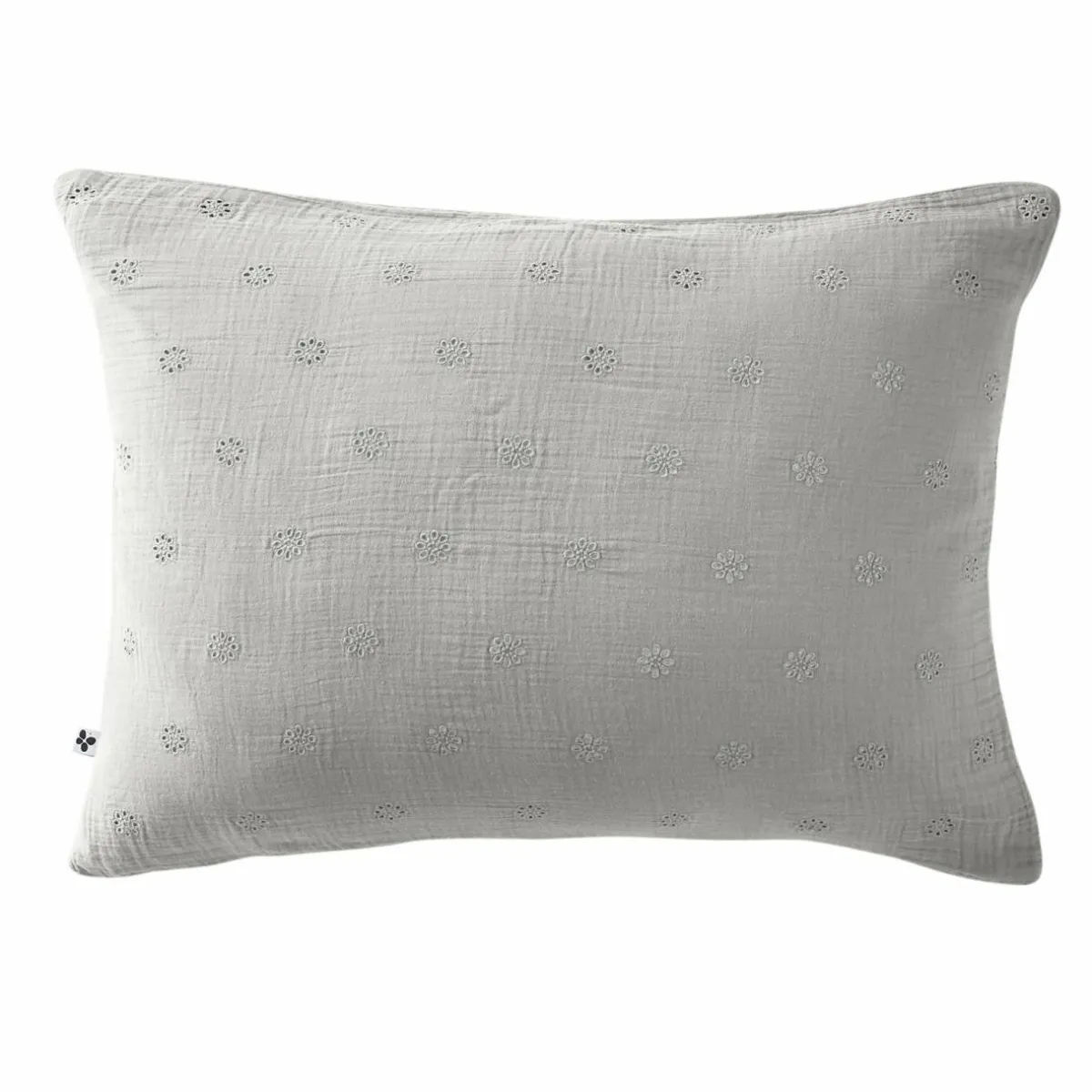 EMINZA Taie d'oreiller rectangulaire gaze de coton (50 x 70 cm) Gaïa Boho Gris nuage Gris clair Outlet