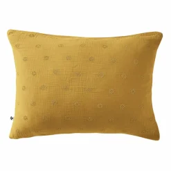 EMINZA Taie d'oreiller rectangulaire gaze de coton (50 x 70 cm) Gaïa Boho Jaune safran Best