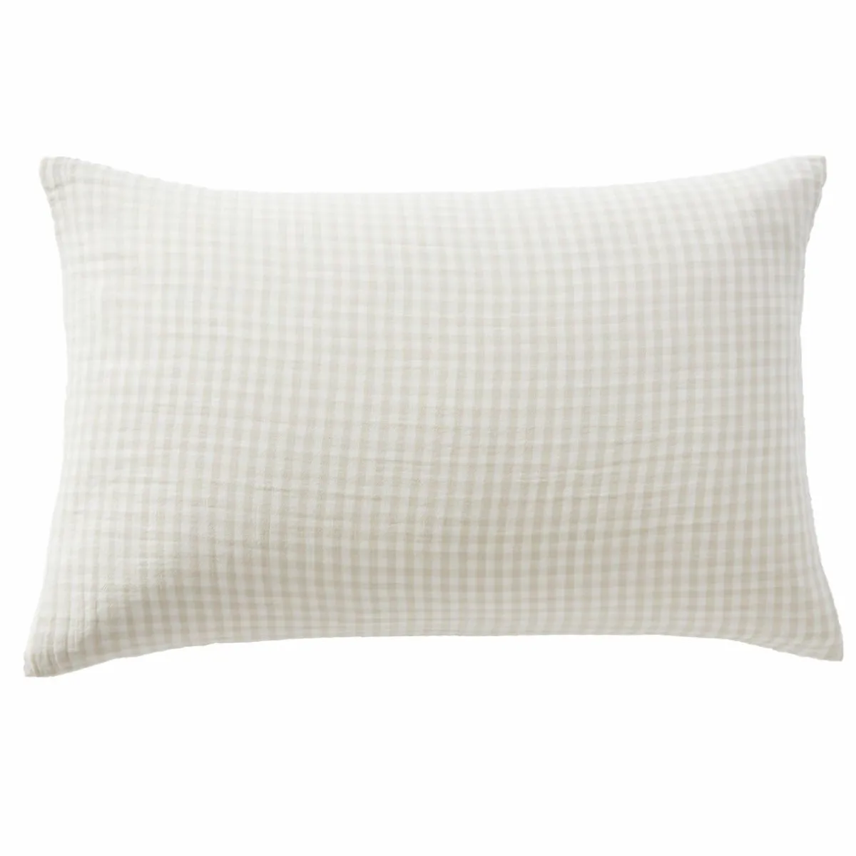 EMINZA Taie d'oreiller Rectangulaire gaze de coton (50 x 80 cm) Gaïa Vichy beige Best