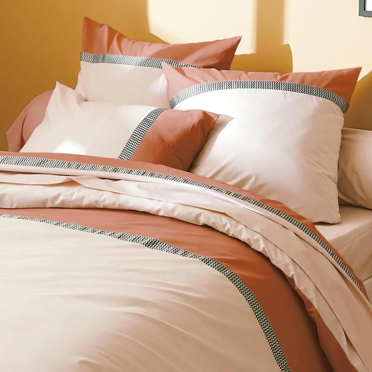 TRADILINGE Taie d'oreiller rectangulaire percale de coton (50 x 70 cm) Macassar Cognac Clearance