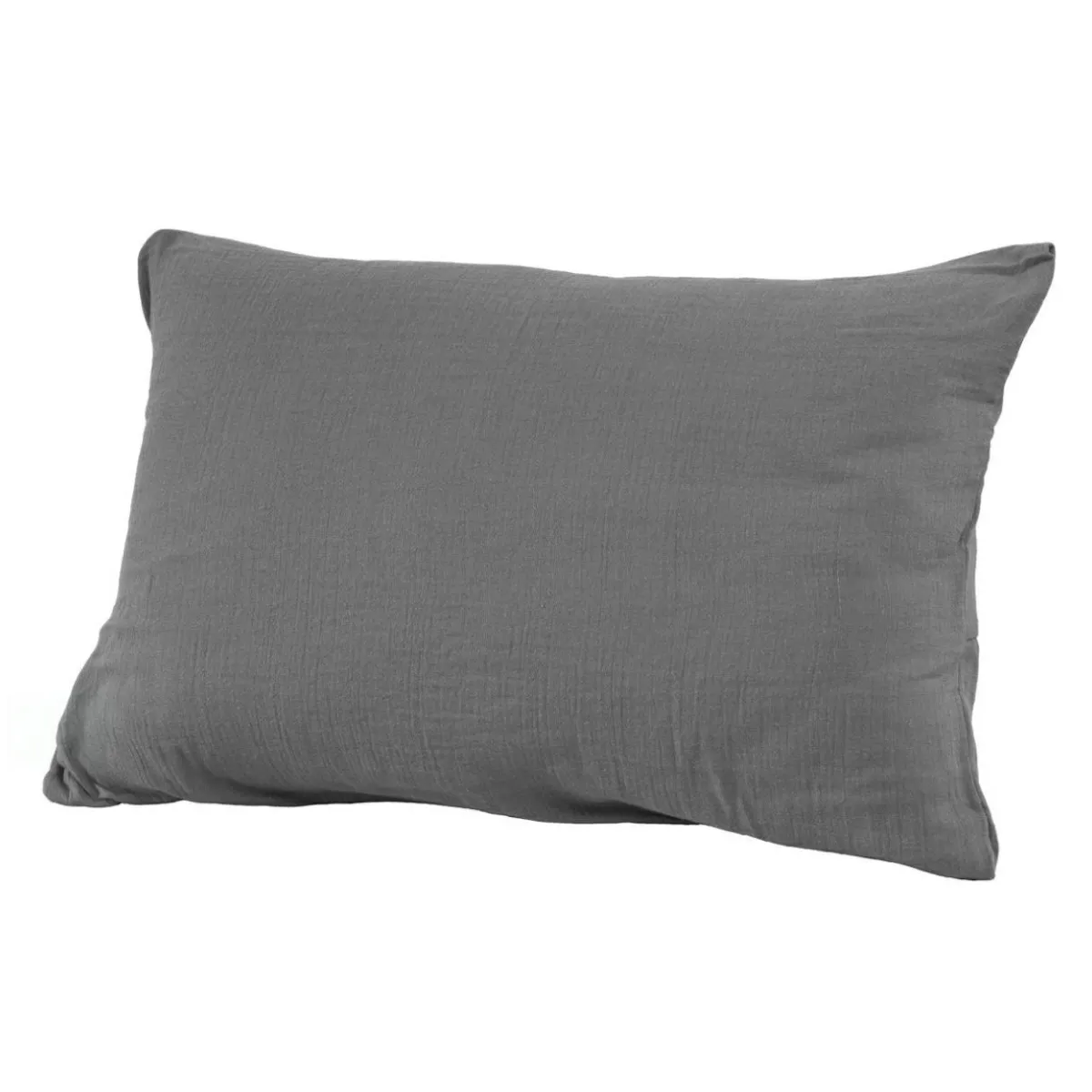 EMINZA Taie d'oreiller rectangulaire gaze de coton (50 x 80 cm) Gaïa Gris granit Gris foncé Sale