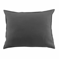 EMINZA Taie d'oreiller rectangulaire flanelle de coton (50 x 70 cm) Théa Gris Anthracite Outlet