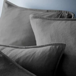 EMINZA Taie d'oreiller rectangulaire flanelle de coton (50 x 70 cm) Théa Gris Anthracite Outlet