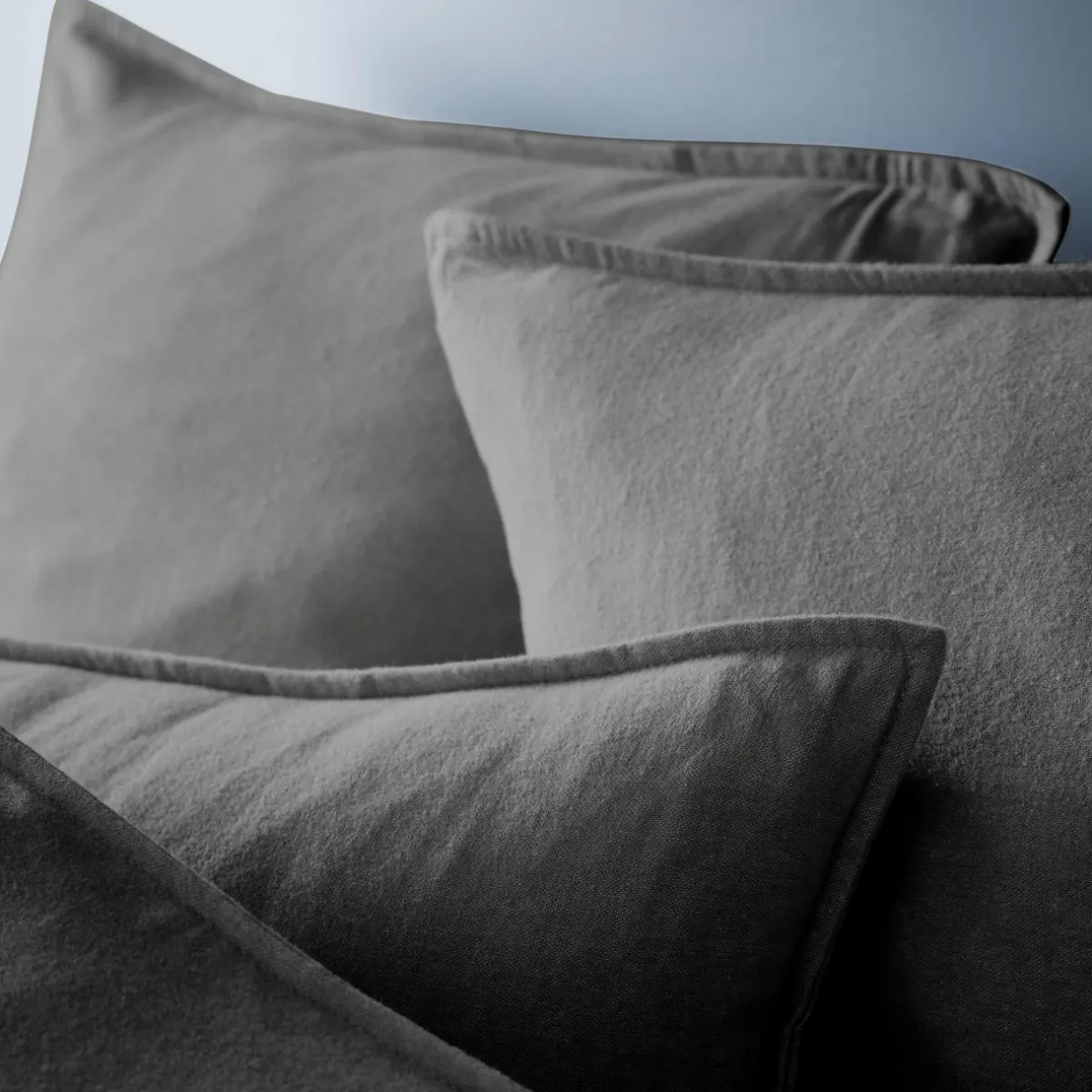 EMINZA Taie d'oreiller rectangulaire flanelle de coton (50 x 70 cm) Théa Gris Anthracite Outlet