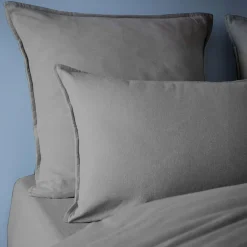 EMINZA Taie d'oreiller rectangulaire flanelle de coton (50 x 70 cm) Théa Gris Anthracite Outlet