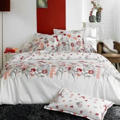 TRADI LINGE Taie d'oreiller rectangulaire percale de coton (50 x 70 cm) Petite folie Rouge Clearance