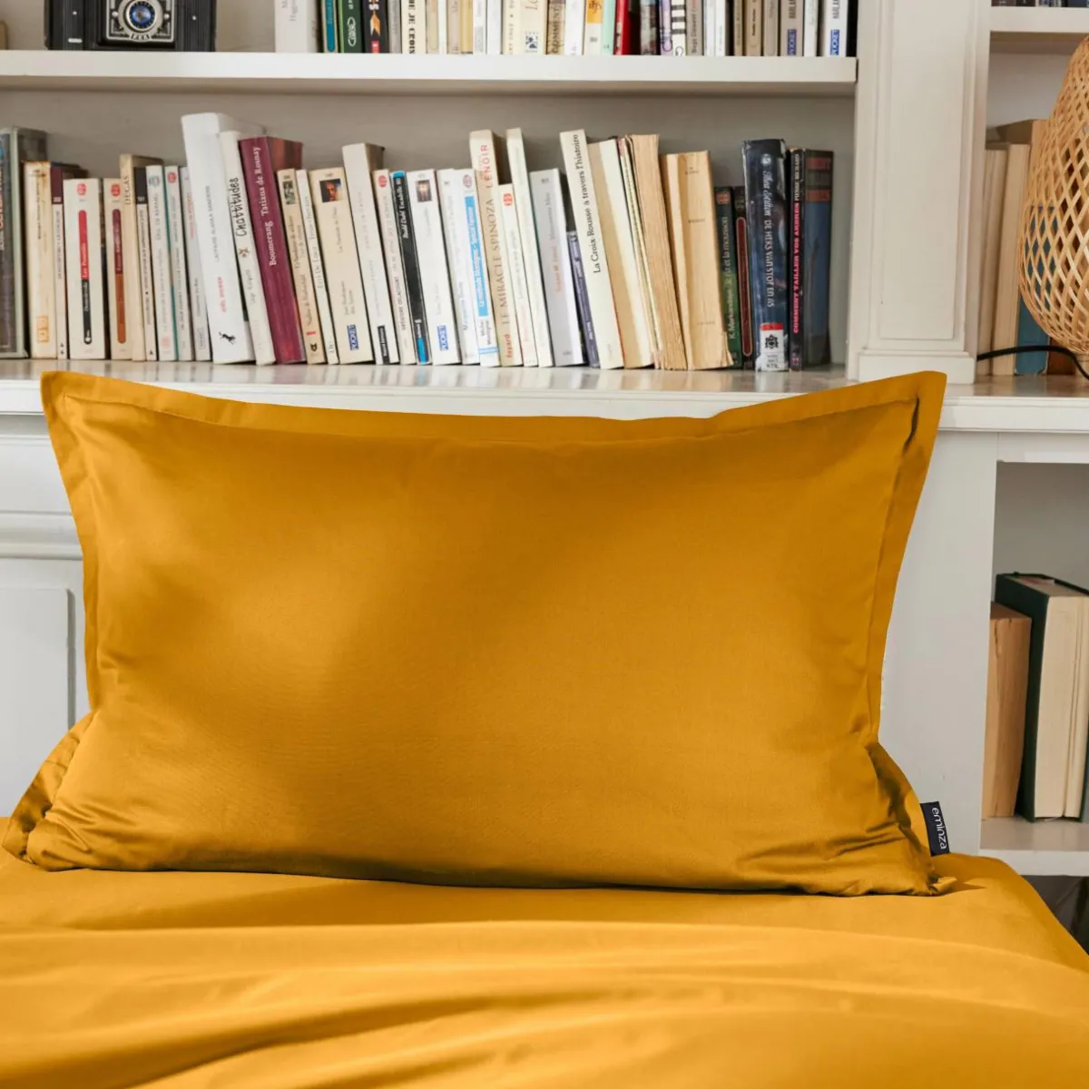 EMINZA Taie d'oreiller rectangulaire percale de coton (50 x 80 cm) Cali Jaune moutarde Best