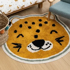 Atmosphera cru017dateur d'intu017drieur for kids Tapis antidérapant enfant coton (90 cm) Léopard Orange Hot
