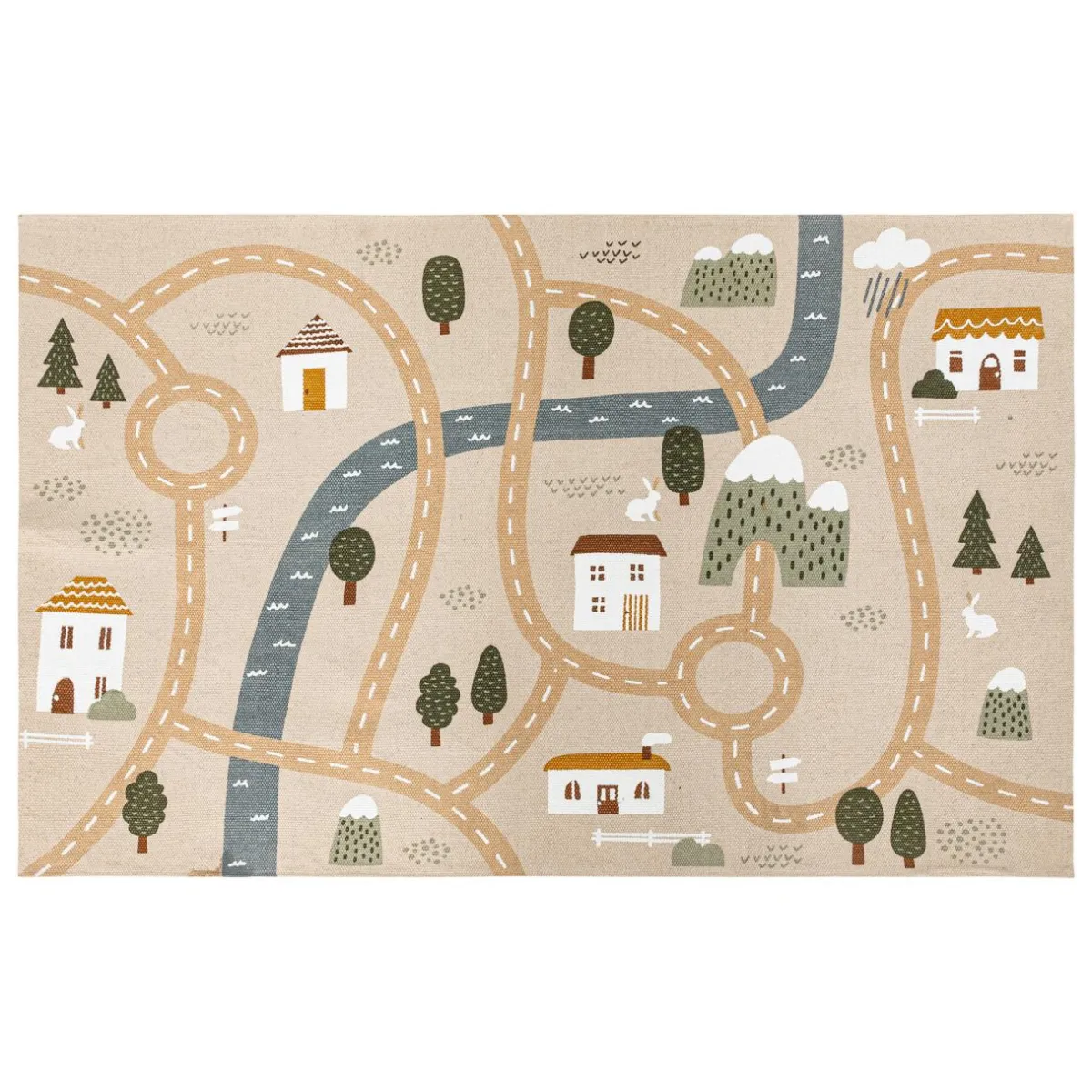 Atmosphera cru017dateur d'intu017drieur for kids Tapis antidérapant enfant coton (100 x 150 cm) Routes Multicolore New