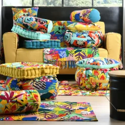 LOVELY CASA Tapis coton (90 cm) Popart Bleu canard Discount