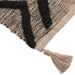 TENDANCE Tapis coton et jute (45 x 90 cm) Lagos Noir