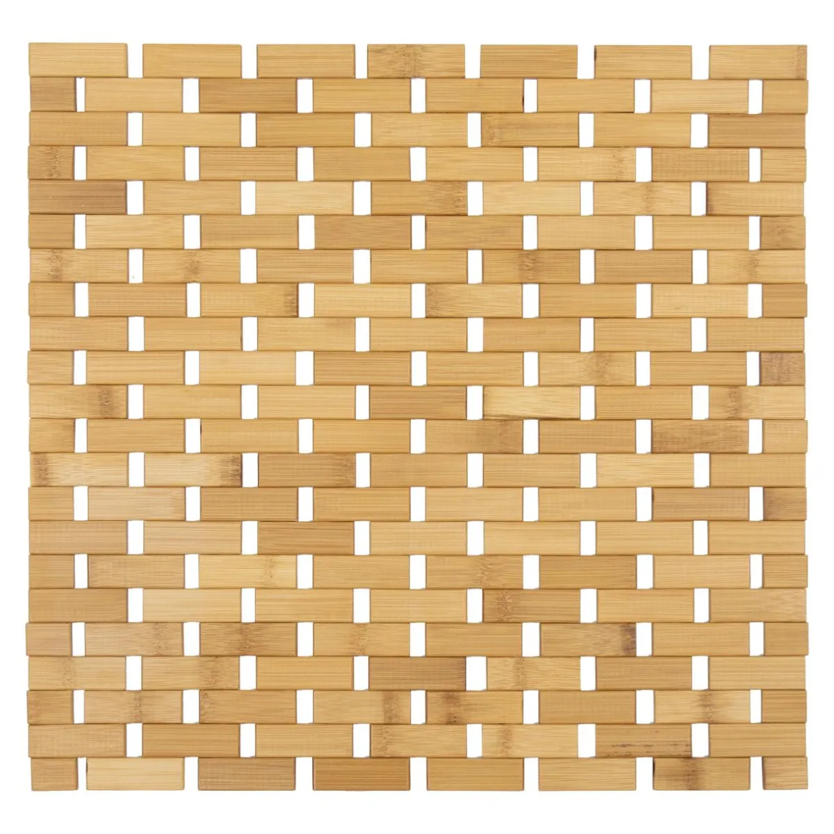 TENDANCE Tapis de bain Caillebotis carré bambou (45 x 45 cm) Antidérapant Beige Sale