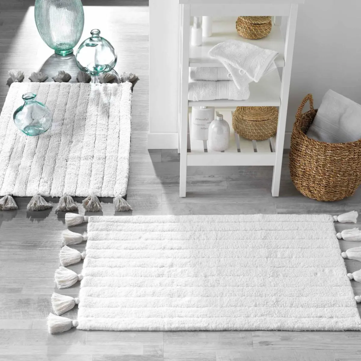 DOUCEUR D'INTERIEUR Tapis de bain coton (50 x 80 cm) Minatis Blanc Hot