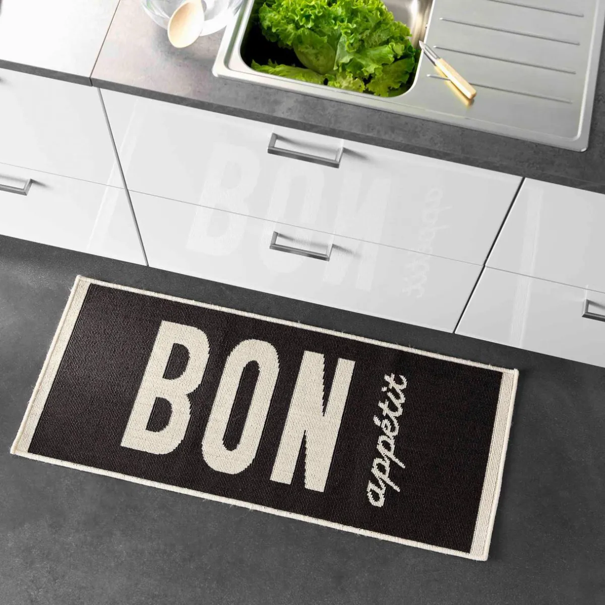 DOUCEUR D'INTERIEUR Tapis de cuisine (50 x 120 cm) Appetito Noir Online