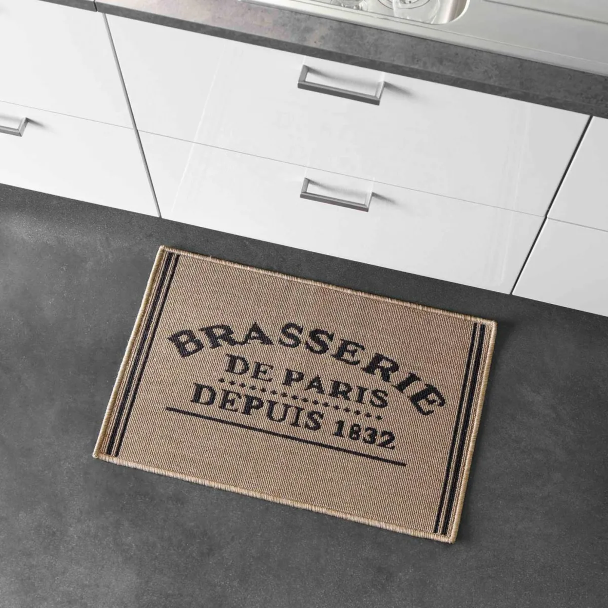 DOUCEUR D'INTERIEUR Tapis de cuisine (50 x 80 cm) Troquet Beige New