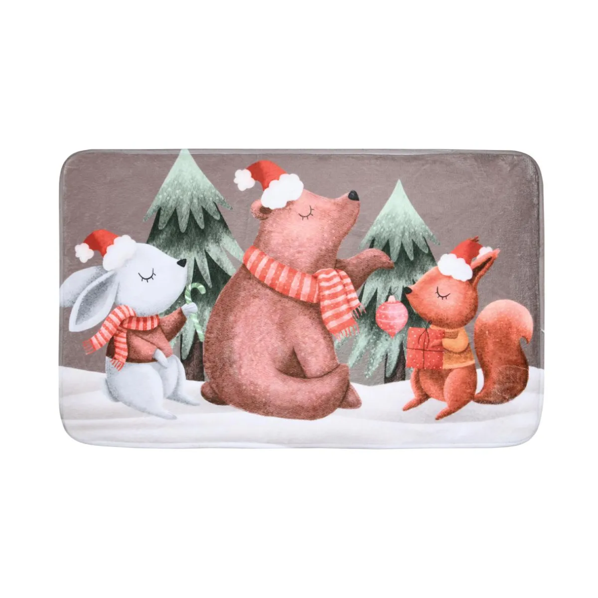 STOF Tapis de Noël antidérapant (45 x 75 cm) Flanelle Lucien Taupe