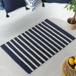 STOF Tapis de salon coton (60 x 90 cm) Calvi Bleu marine Best