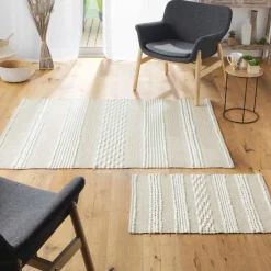 DOUCEUR D'INTERIEUR Tapis de salon coton (60 x 90 cm) Blanca Beige Clearance