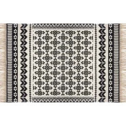 ATMOSPHERA Tapis de salon coton (120 x 170 cm) Delhi et blanc Noir Sale