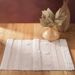 DOUCEUR D'INTERIEUR Tapis de salon coton (60 x 90 cm) Athos Ecru Discount