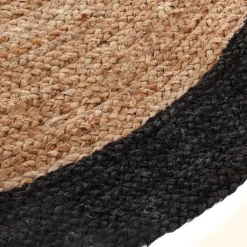 ATMOSPHERA Tapis de salon jute rond (120 cm) Bord Noir Hot
