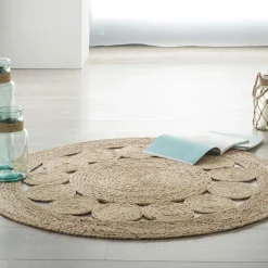 ATMOSPHERA Tapis de salon jute rond (120 cm) Vent naturel Beige Outlet