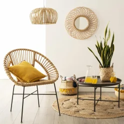 ATMOSPHERA Tapis de salon jute rond (120 cm) Vent naturel Beige Outlet