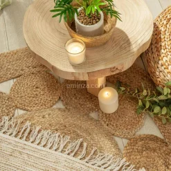 ATMOSPHERA Tapis de salon jute rond (120 cm) Vent naturel Beige Outlet