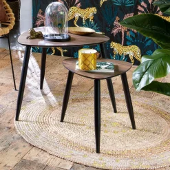 ATMOSPHERA Tapis de salon jute rond (115 cm) Gold shine Or New