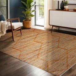 EMINZA Tapis de salon rectangulaire jute et coton tissé main (160 x 230 cm) Jaya Marron Online