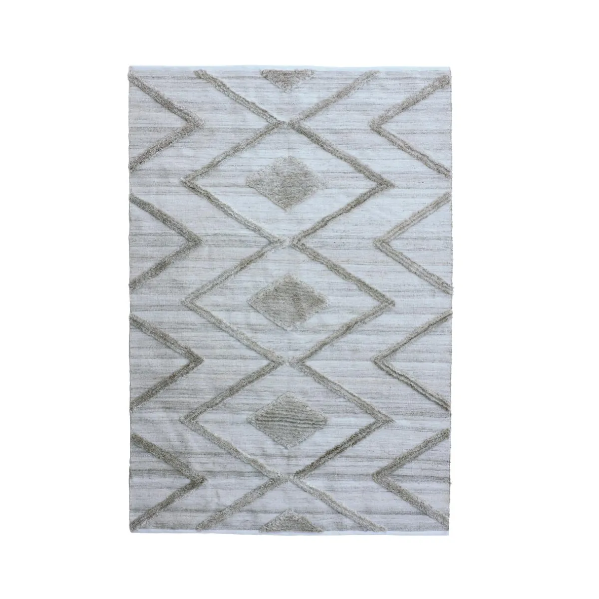 EMINZA Tapis de salon rectangulaire matière recyclée tuftée (160 x 230 cm) Kaito Ivoire