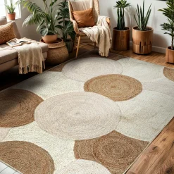 EMINZA Tapis de salon rectangulaire jute tressée main (160 x 230 cm) Reina Beige Hot