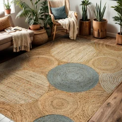 EMINZA Tapis de salon rectangulaire jute tissée main (160 x 230 cm) Tara Marron Clearance