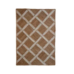 EMINZA Tapis de salon rectangulaire jute tissée main (140 x 200 cm) Akira Marron New