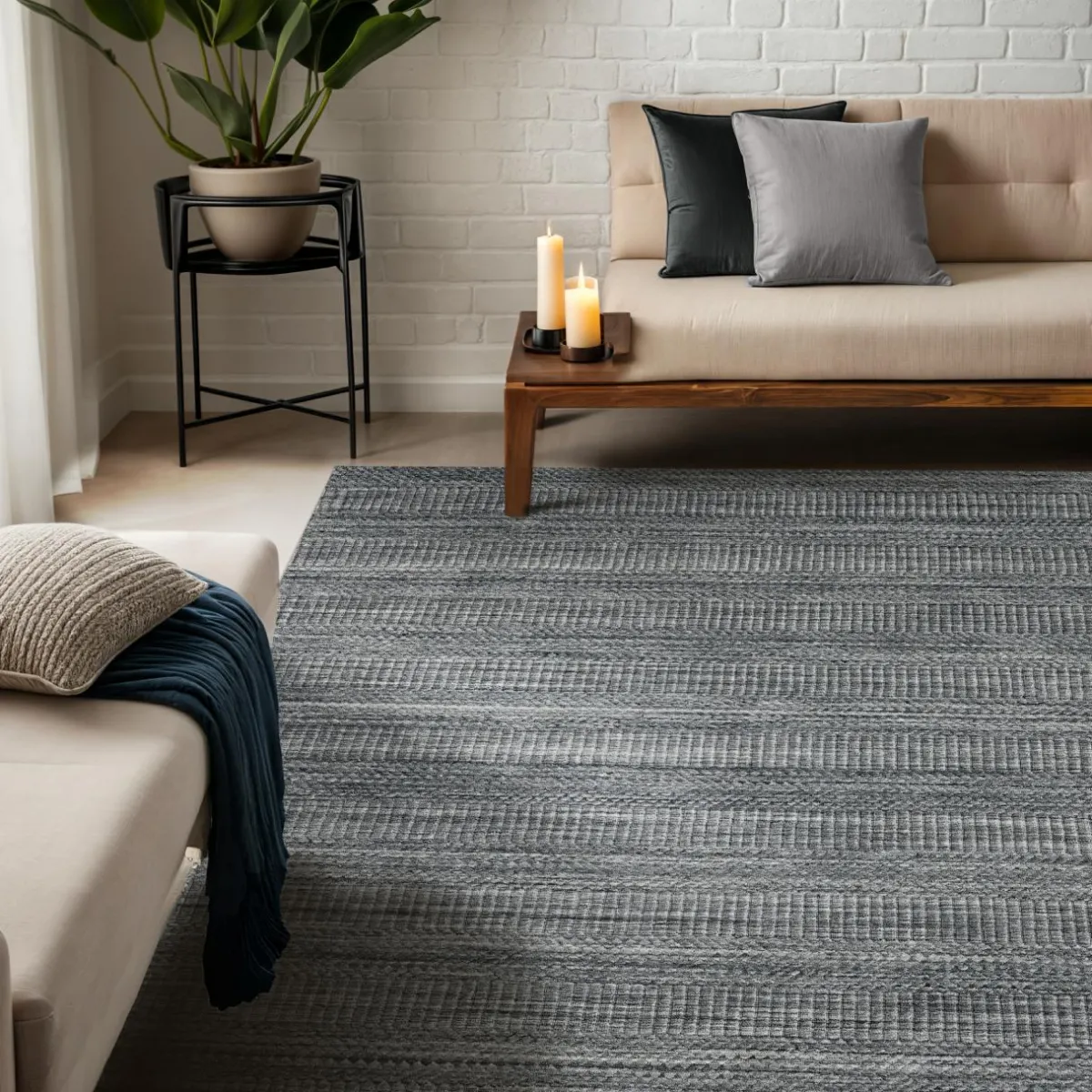 EMINZA Tapis de salon rectangulaire matière recyclée (160 x 230 cm) Aiko Gris Best
