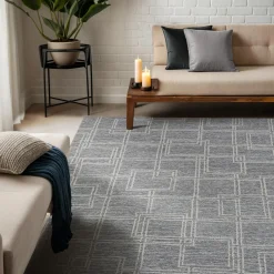 EMINZA Tapis de salon rectangulaire laine tuftée (160 x 230 cm) Yutoo Gris Outlet