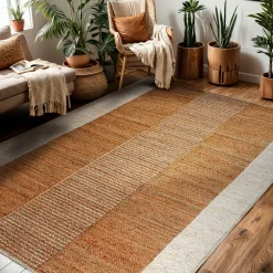 EMINZA Tapis de salon rectangulaire jute tissée main (140 x 200 cm) Hudson Marron Clearance
