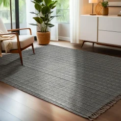 EMINZA Tapis de salon rectangulaire matière recyclée (140 x 200 cm) Priya Gris Discount